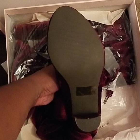 Burgundy Suede-like boots Wide-Width - Picture 3 of 5